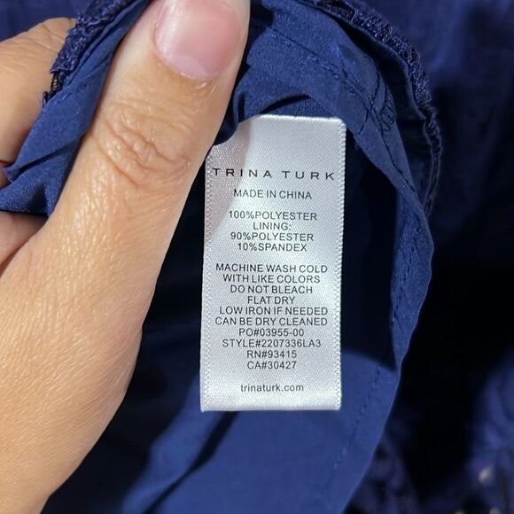 Trina Turk Lace Navy Elegant Dress Women’s Size 10 Medium Wedding Cocktail - Picture 8 of 8